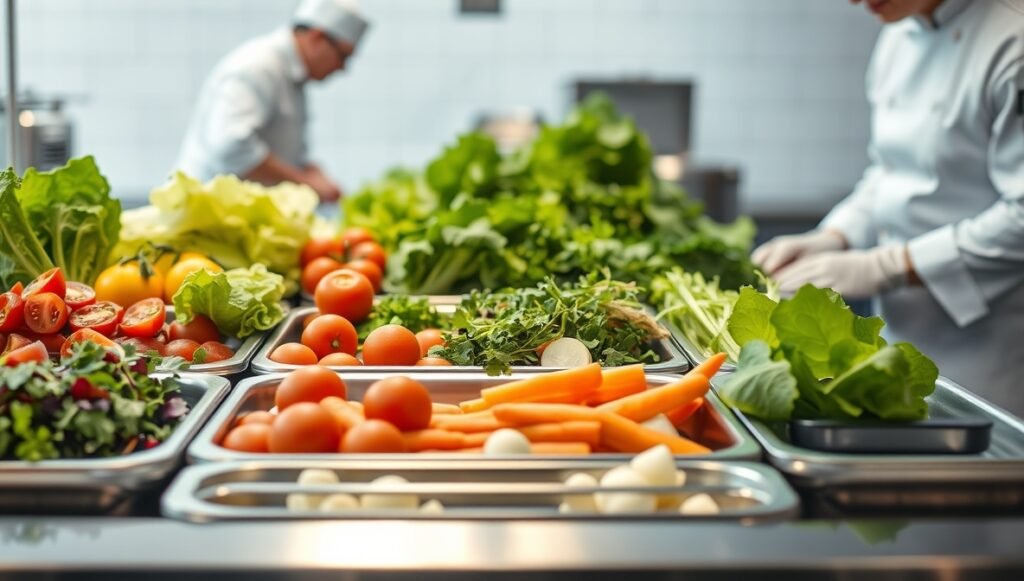 Vegetais higienizados para restaurantes